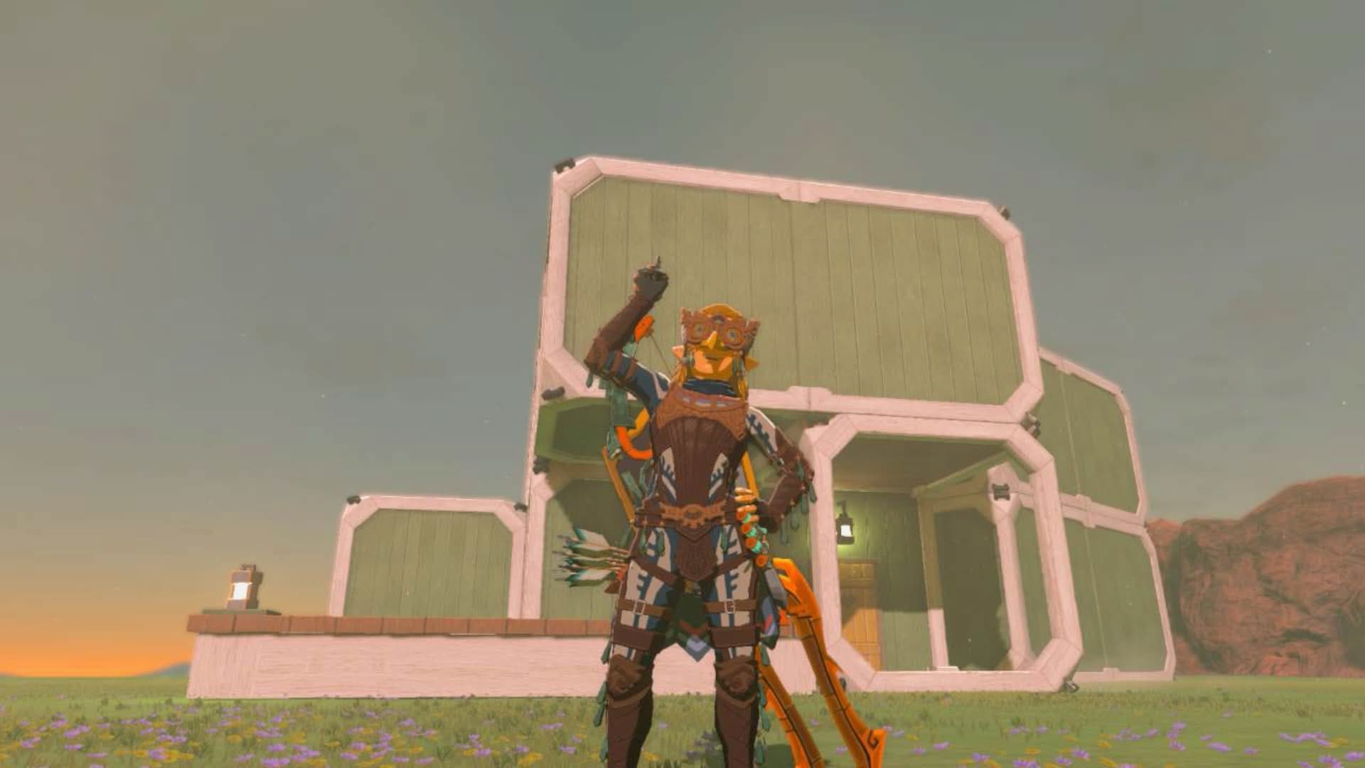 A screenshot I took in Tears of the Kingdom of the house I built near Tarrey town.