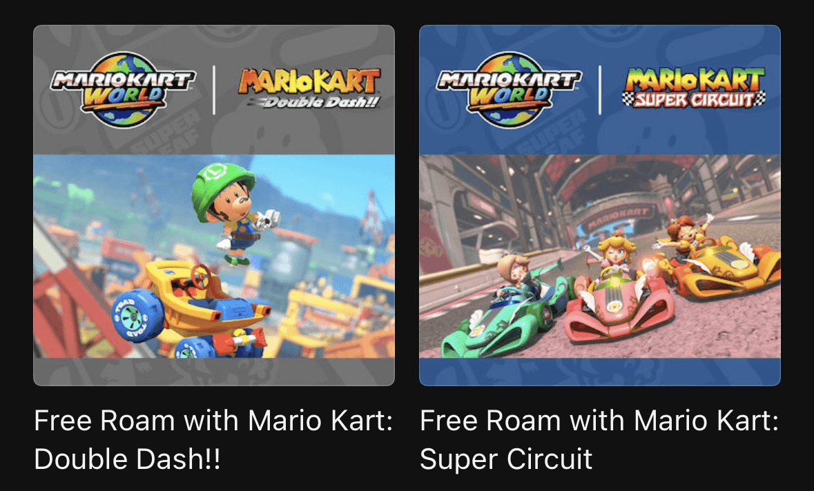 Remixes from Mario Kart Super Circuit and Double Dash have been added to the Mario Kart World soundtrack.