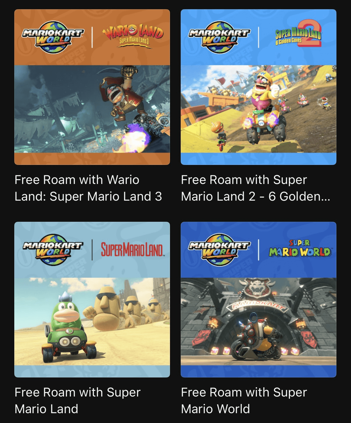 Remixes hailing from Mario World and Mario Land 1, 2, and 3 added to the Mario Kart World soundtrack.